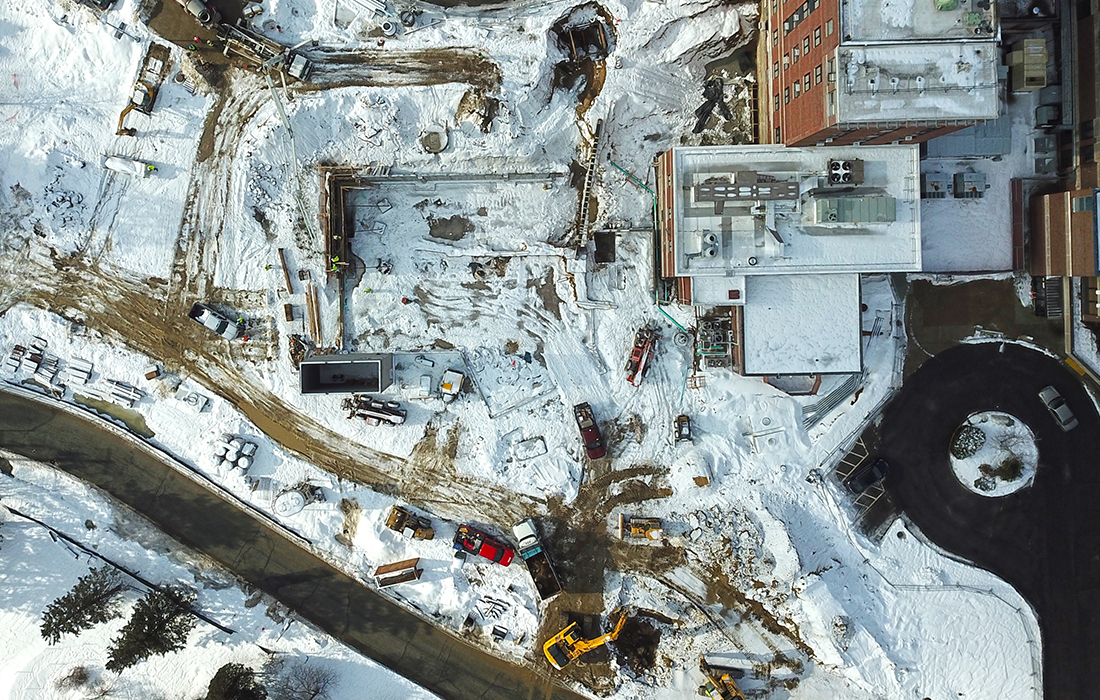 Aerial construction view of Eckman Construction's, General Contractor, VA Medical Center site.